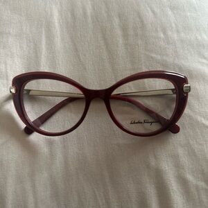Salvatore Ferragamo Burgundy Women's Glasses cat eye red